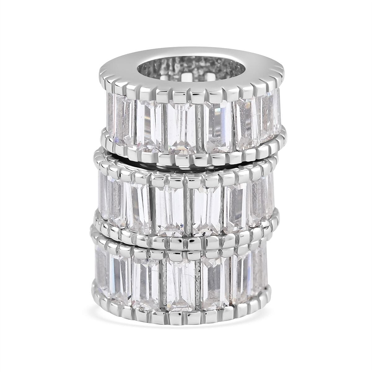 Lustro Stella Finest CZ Fashionable Nail Ring in Rhodium Over Sterling Silver (Size 6.0)