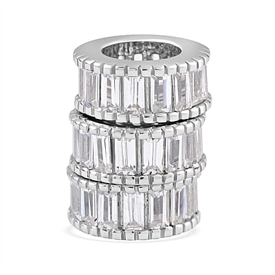 Lustro Stella Finest CZ Fashionable Nail Ring in Rhodium Over Sterling Silver (Size 6.0)