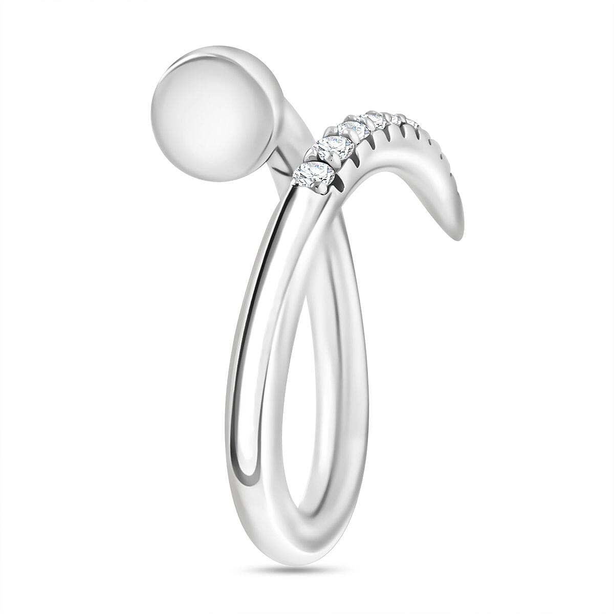 Lustro Stella Finest CZ Fashionable Nail Ring in Rhodium Over Sterling Silver (Size 7.0) image number 3