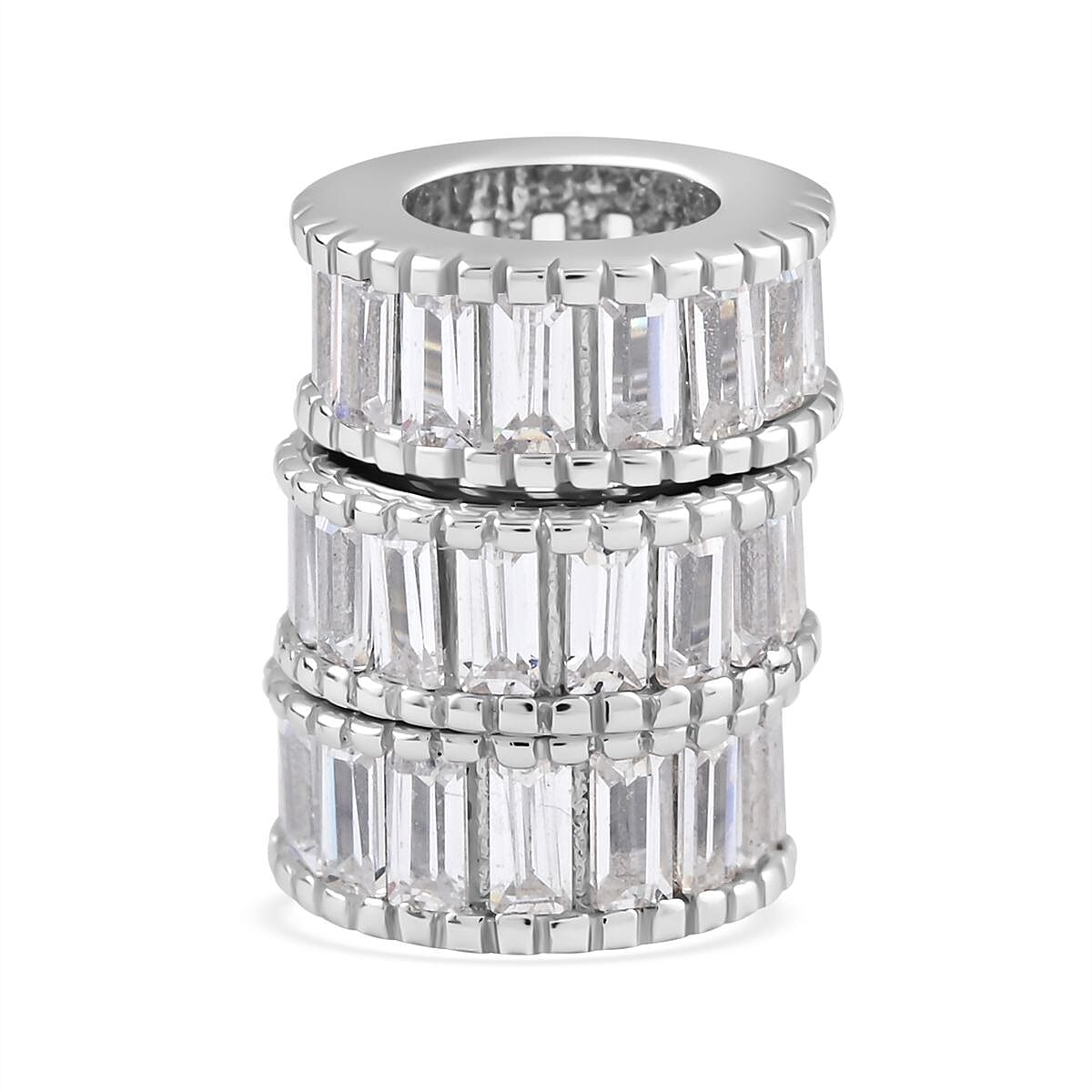 Lustro Stella Finest CZ Fashionable Nail Ring in Rhodium Over Sterling Silver (Size 7.0) image number 5
