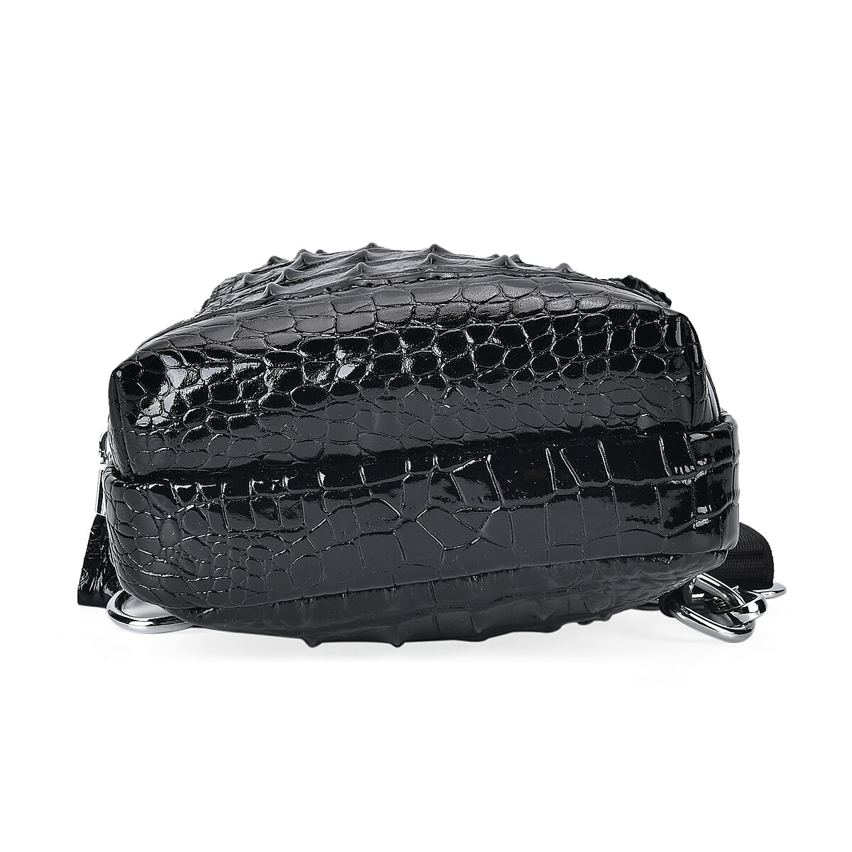 Black Genuine Leather Croco Embossed Sling Bag image number 6
