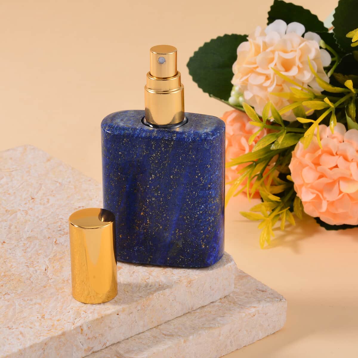 Lapis Lazuli Gemstone Perfume Bottle with Cleaning Brush image number 1