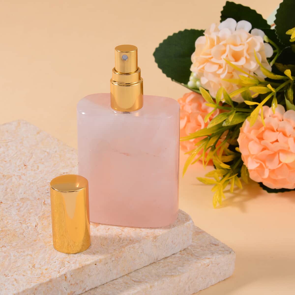 Rose Quartz Gemstone Perfume Bottle with Cleaning Brush image number 1