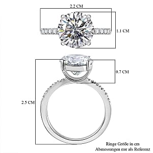 Moissanite 3.59 ctw Ring in Platinum Over Sterling Silver (Size 11.5)