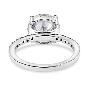 Moissanite 3.59 ctw Ring in Platinum Over Sterling Silver (Size 11.5)