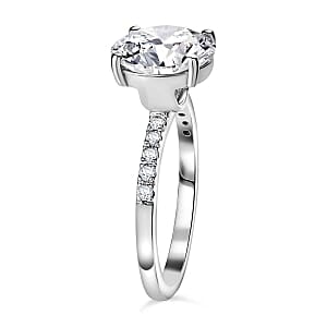 Moissanite 3.59 ctw Ring in Platinum Over Sterling Silver (Size 11.5)