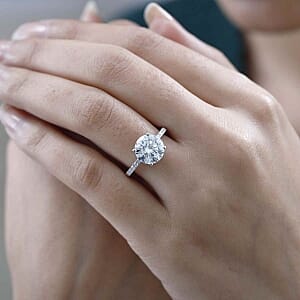 Moissanite 3.59 ctw Ring in Platinum Over Sterling Silver (Size 11.5)