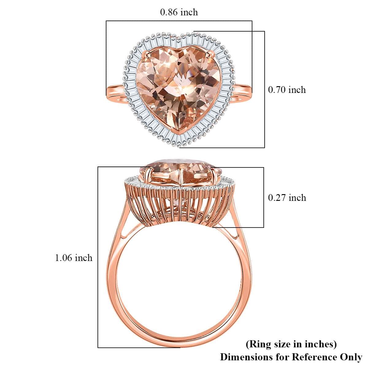 Luxoro 14K Rose Gold AAA Marropino Morganite and G-H I2 Diamond Heart Ring (Size 8.0) 4.50 Grams 5.10 ctw image number 5