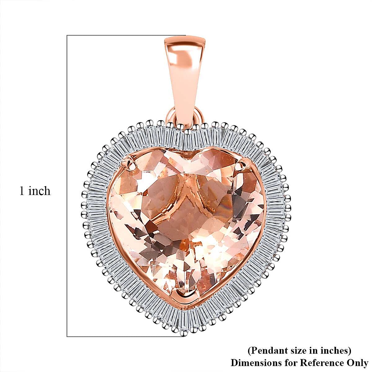 Luxoro 14K Rose Gold AAA Marropino Morganite and G-H I2 Diamond Heart Pendant 5.10 ctw
