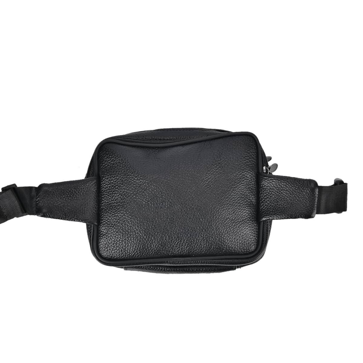 Black Genuine Leather Rose Embossed Waist Bag image number 5