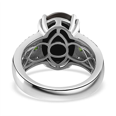 Canadian Ammolite and Multi Gemstone Ring in Platinum Over Sterling Silver (Size 10.0) 0.50 ctw