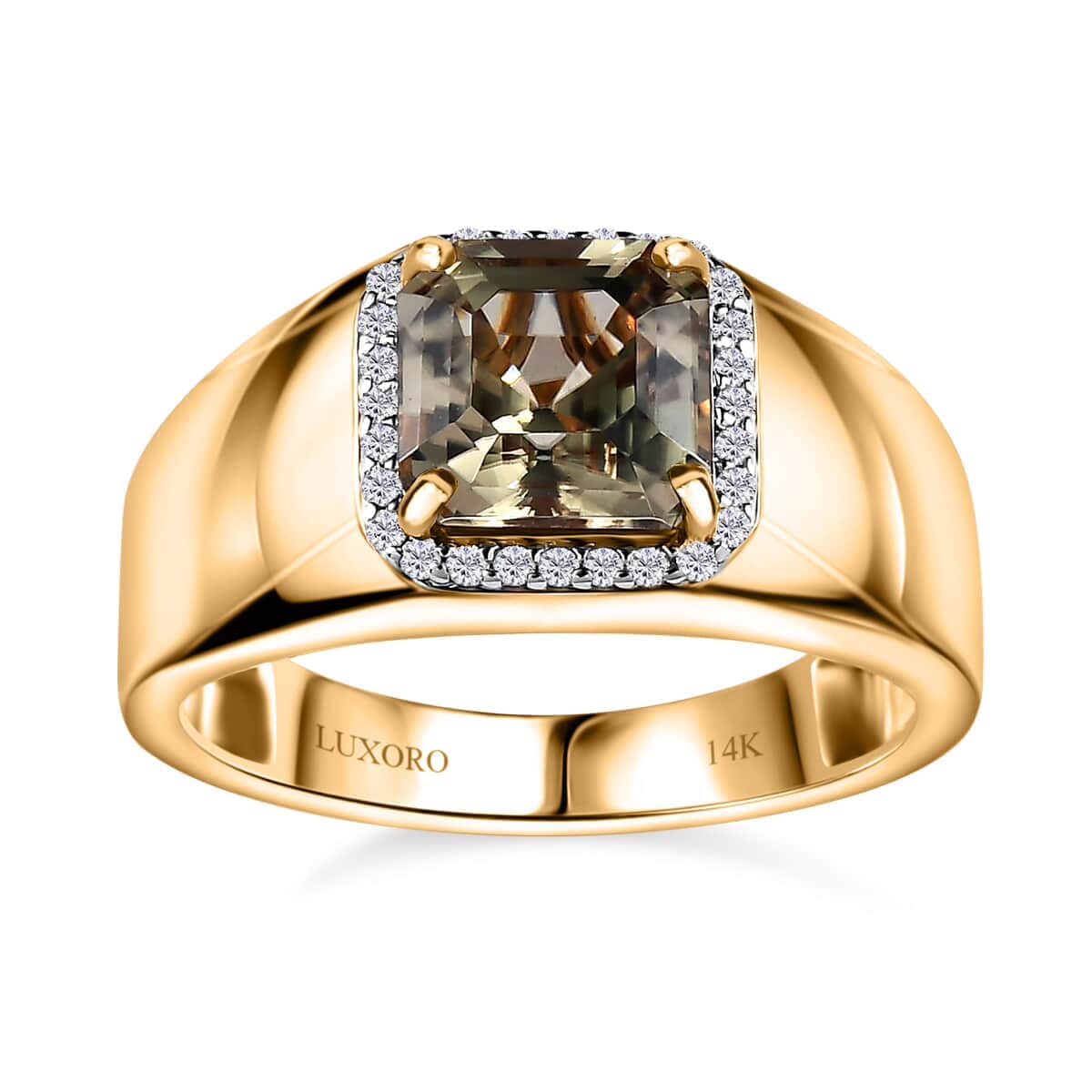 Luxoro 14K Yellow Gold AAA Turkizite and G-H I2 Diamond Men's Ring (Size 9.0) 6.40 Grams 3.00 ctw image number 0