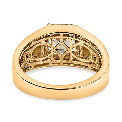 Luxoro 14K Yellow Gold AAA Turkizite and G-H I2 Diamond Men's Ring (Size 9.0) 6.40 Grams 3.00 ctw