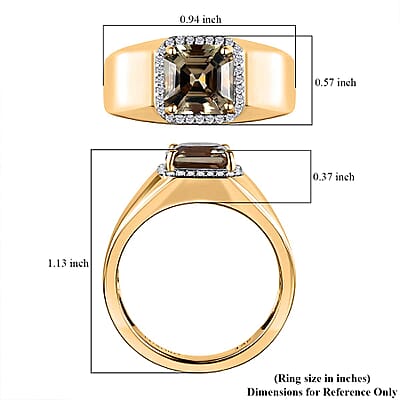 Luxoro 14K Yellow Gold AAA Turkizite and G-H I2 Diamond Men's Ring (Size 9.0) 6.40 Grams 3.00 ctw