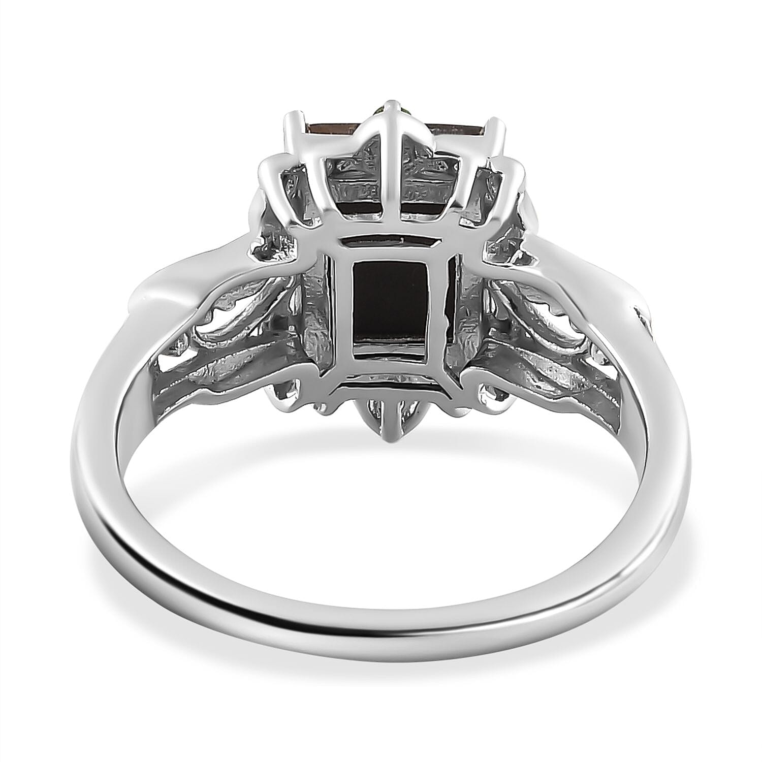 Canadian Ammolite and Chrome Diopside Ring in Vermeil YG and Platinum Over Sterling Silver (Size 10.0)