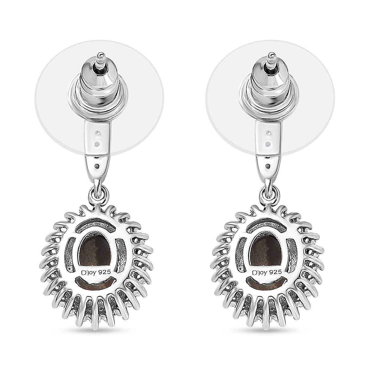 Canadian Ammolite and White Zircon Halo Dangle Earrings in Platinum Over Sterling Silver 0.60 ctw
