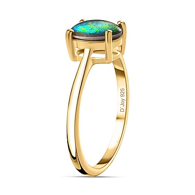 Canadian Ammolite Solitaire Ring in Vermeil Yellow Gold Over Sterling Silver (Size 10.0)