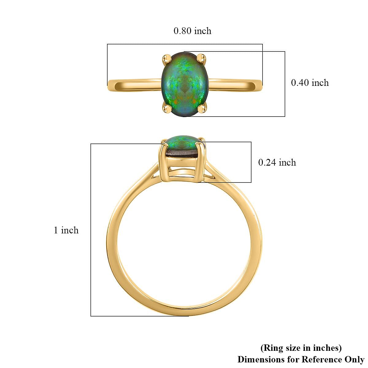 Canadian Ammolite Solitaire Ring in Vermeil Yellow Gold Over Sterling Silver (Size 10.0)