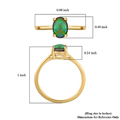 Canadian Ammolite Solitaire Ring in Vermeil Yellow Gold Over Sterling Silver (Size 10.0)