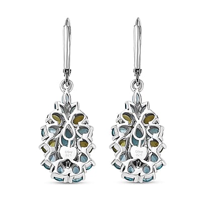 Betroka Blue Apatite and Multi Gemstone 5.15 ctw Lever Back Earrings in Platinum Over Sterling Silver