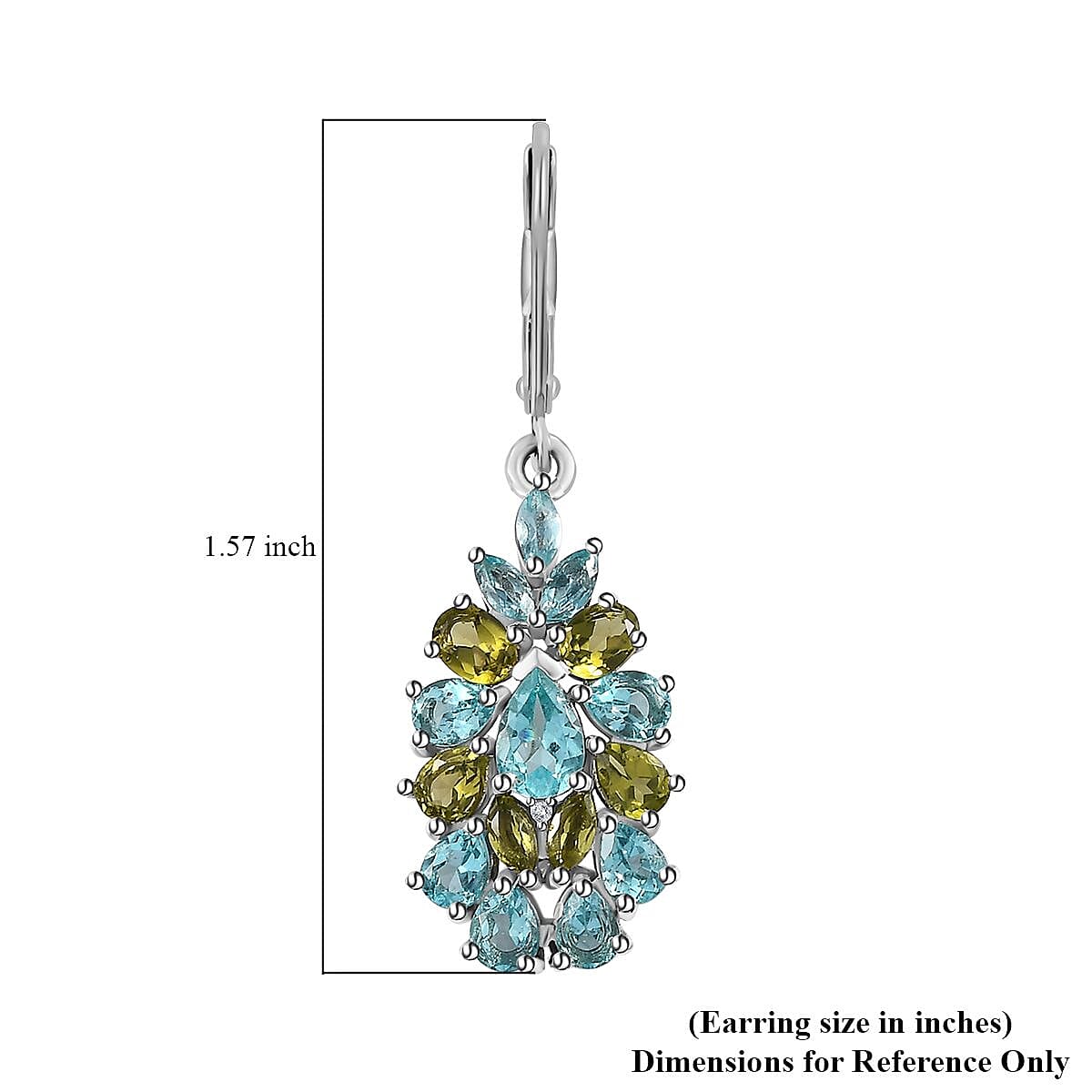 Betroka Blue Apatite and Multi Gemstone 5.15 ctw Lever Back Earrings in Platinum Over Sterling Silver