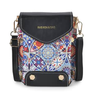 Multi Color Faux Leather Crossbody Bag with Shoulder Strap
