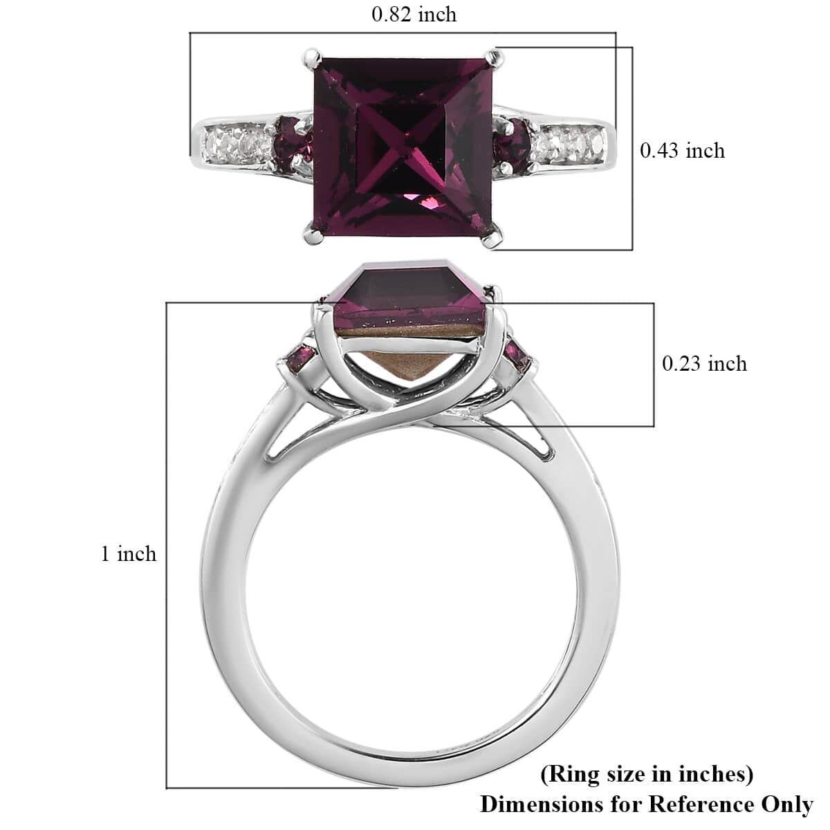 Designer Premium Foilback Amethyst Color Austrian Crystal and Simulated Diamond Ring in Platinum Over Sterling Silver (Size 7.0) image number 5