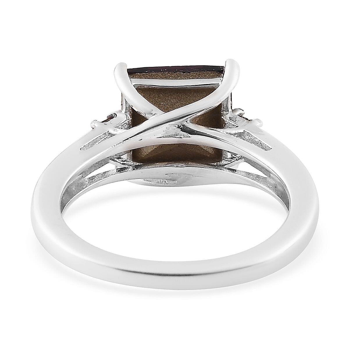 Designer Premium Foilback Amethyst Color Austrian Crystal and Simulated Diamond Ring in Platinum Over Sterling Silver (Size 8.0) image number 4