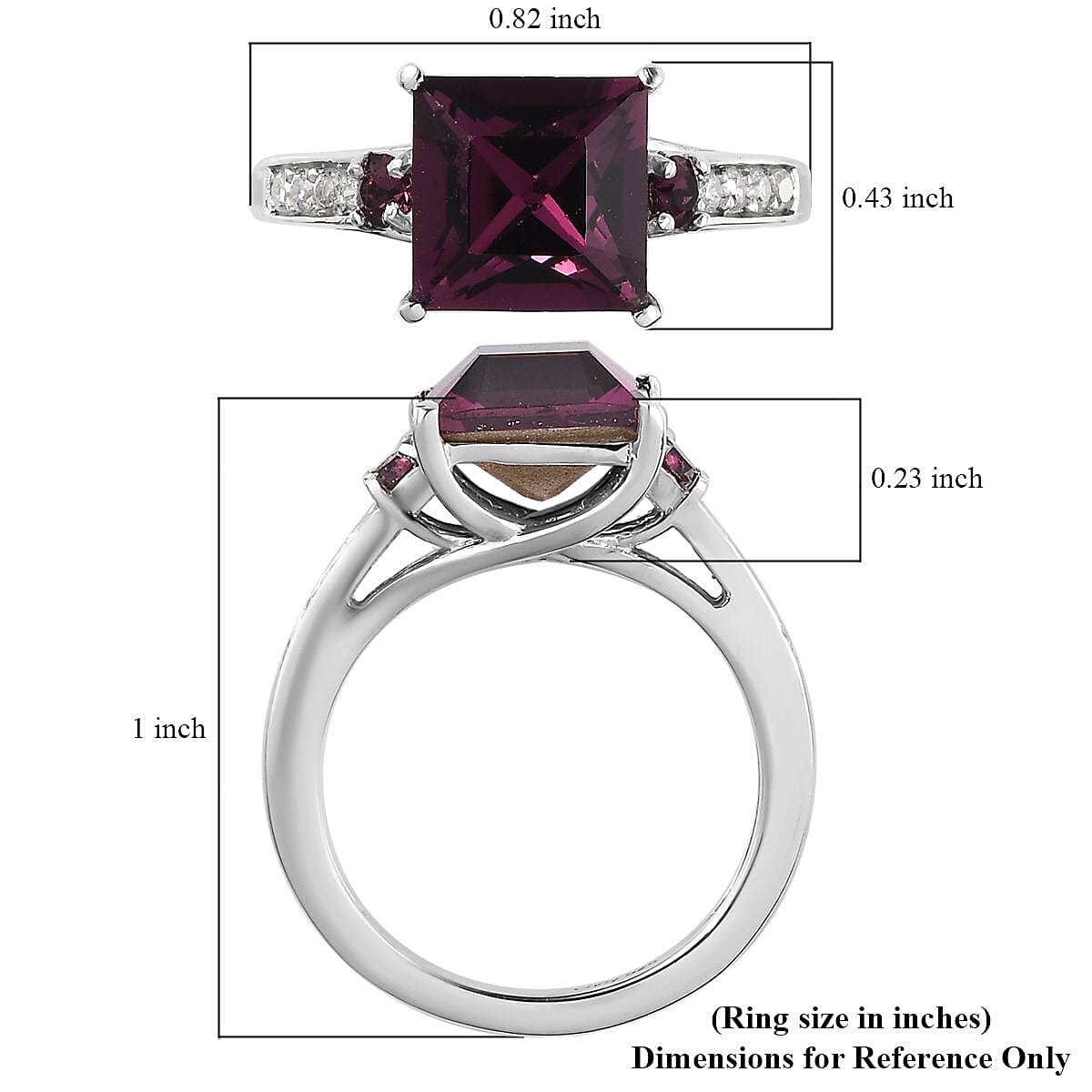 Designer Premium Foilback Amethyst Color Austrian Crystal and Simulated Diamond Ring in Platinum Over Sterling Silver (Size 8.0) image number 5