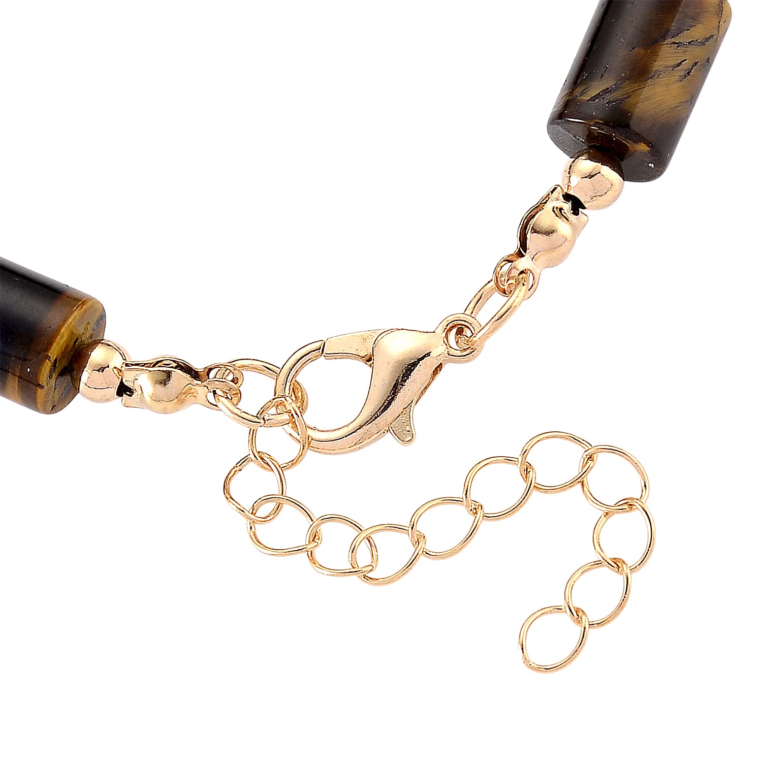 Yellow Tigers Eye Barrel Bracelet in Goldtone  93.65 ctw (7-9 Inches)