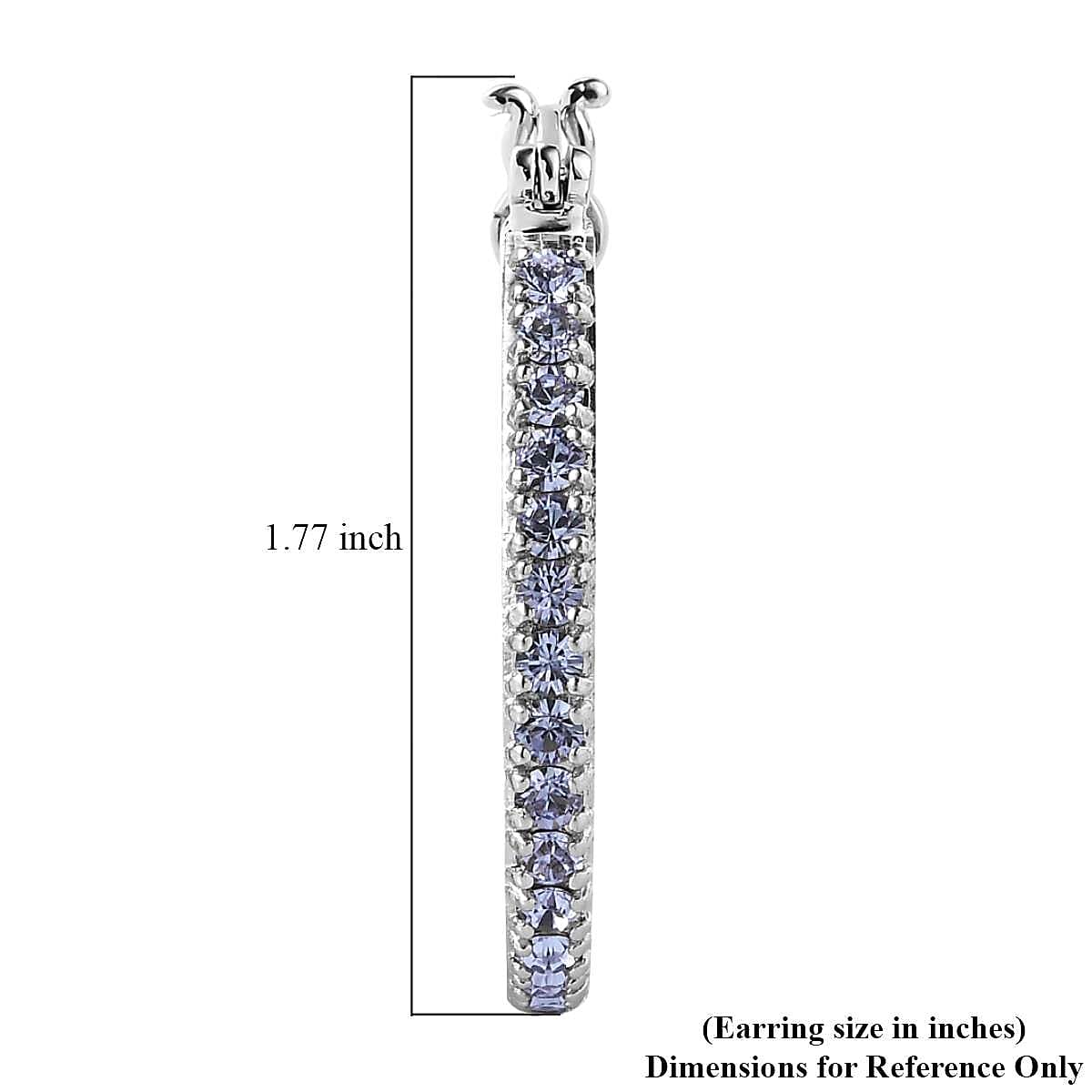 Designer Premium Tanzanite Color Austrian Crystal Hoop Earrings in Platinum Over Copper