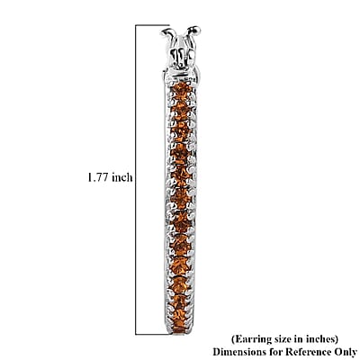 Designer Premium Topaz Color Austrian Crystal Hoop Earrings in Platinum Over Copper