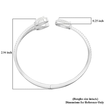 Lustro Stella Finest CZ Bangle Bracelet in Rhodium Over Sterling Silver (7.50 In)