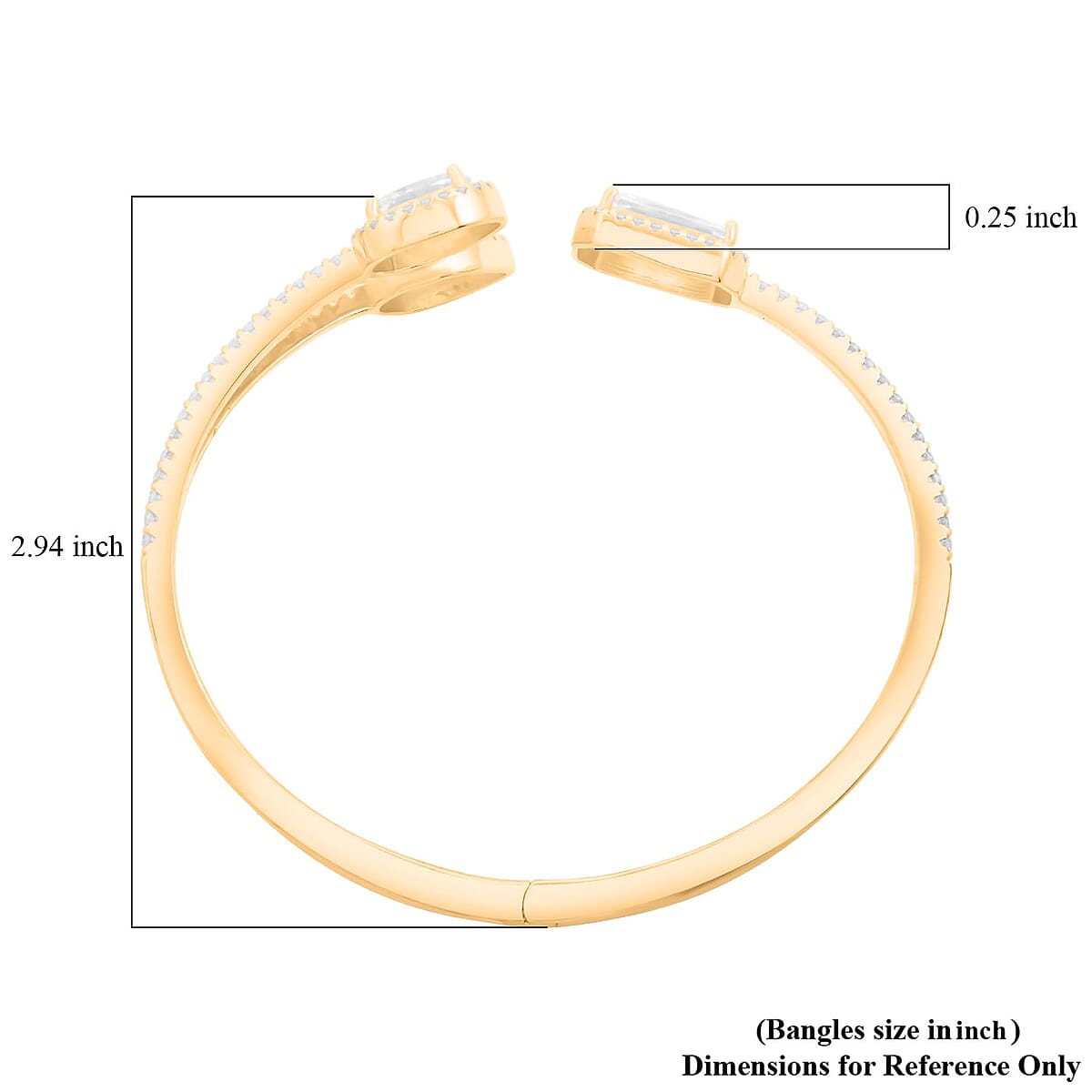 Lustro Stella Finest CZ Bangle Bracelet in 14K Yellow Gold Over Sterling Silver (7.50 In) image number 3