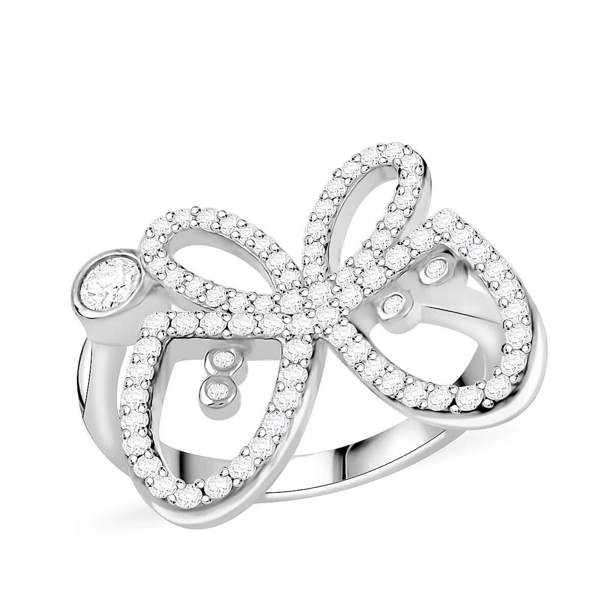 Lustro Stella Finest CZ Ring in Rhodium Over Sterling Silver (Size 6.0) image number 0