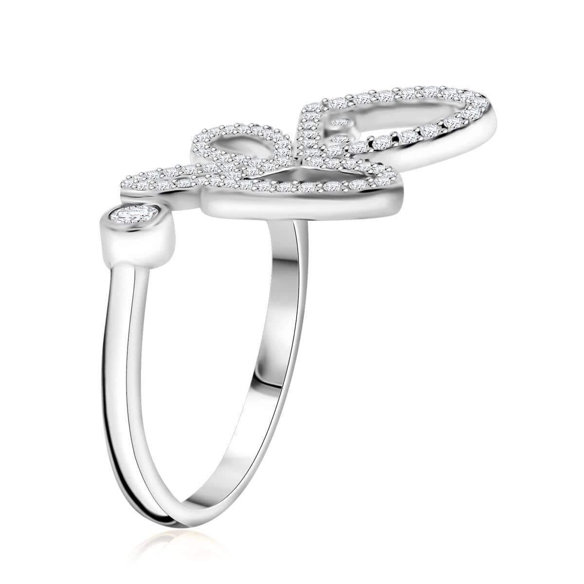 Simulated Diamond Ring in Rhodium Over Sterling Silver (Size 6.0) 1.00 ctw image number 3