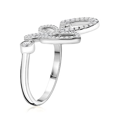 Lustro Stella Finest CZ Ring in Rhodium Over Sterling Silver (Size 6.0)