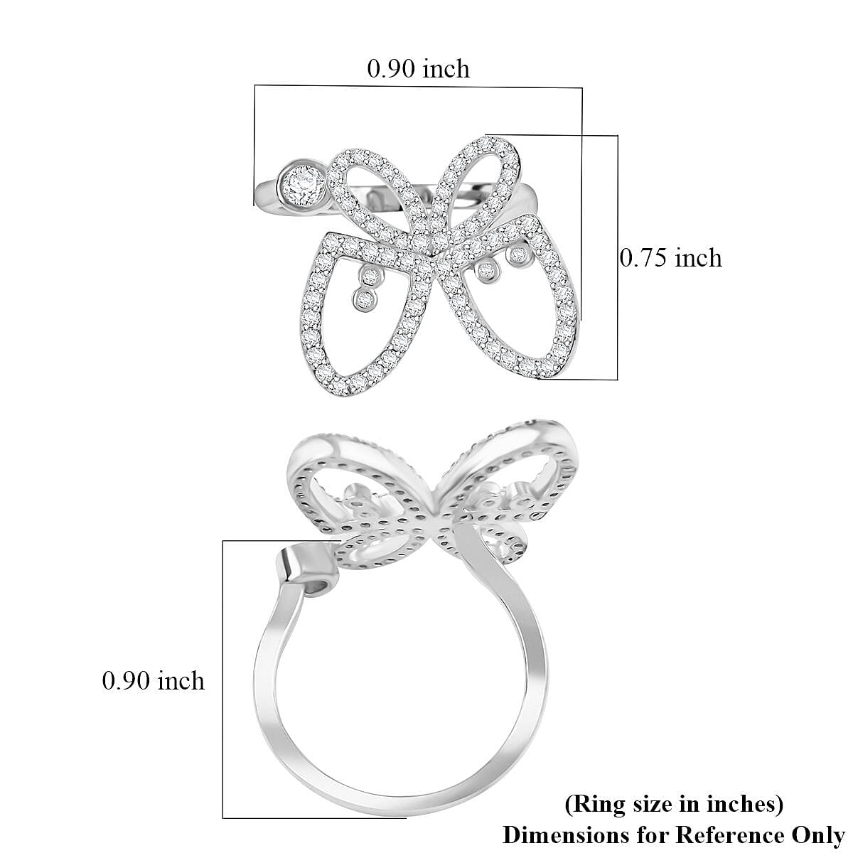 Lustro Stella Finest CZ Ring in Rhodium Over Sterling Silver (Size 6.0)