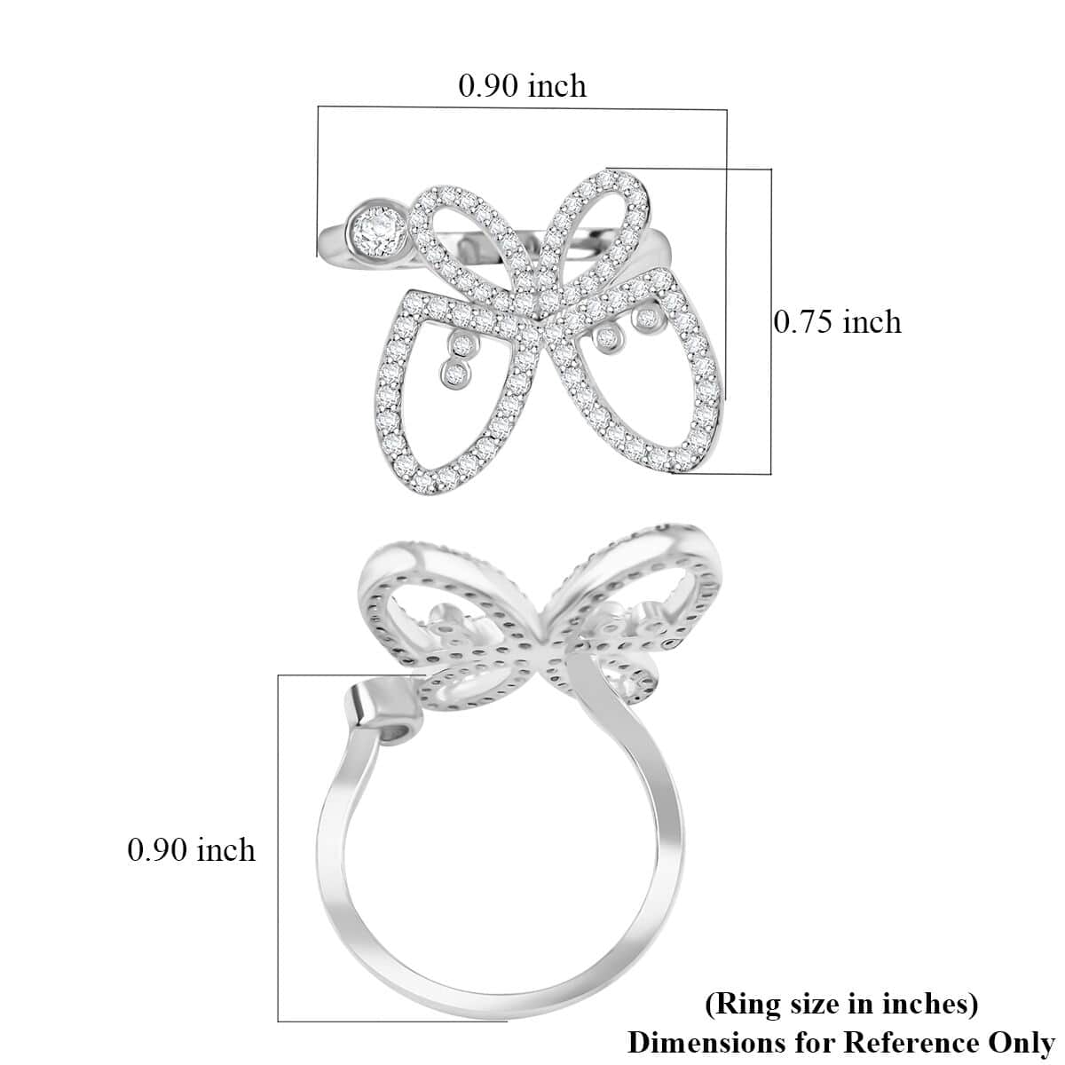 Simulated Diamond Ring in Rhodium Over Sterling Silver (Size 6.0) 1.00 ctw image number 4