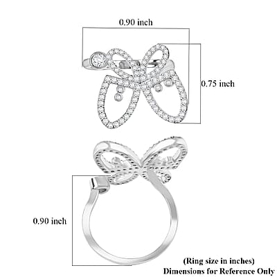 Lustro Stella Finest CZ Ring in Rhodium Over Sterling Silver (Size 6.0)
