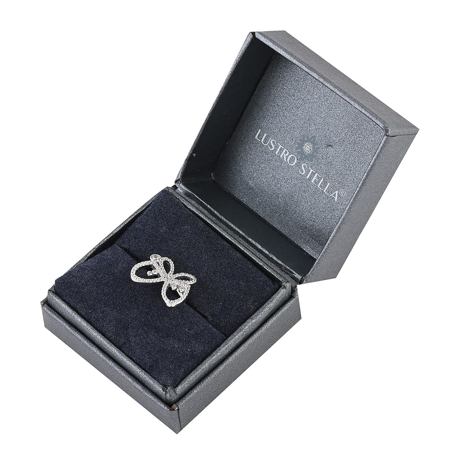 Lustro Stella Finest CZ Ring in Rhodium Over Sterling Silver (Size 6.0)