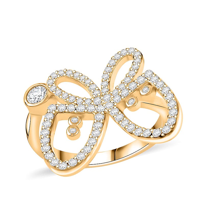 Lustro Stella Finest CZ Ring in 14K Yellow Gold Over Sterling Silver (Size 6.0)