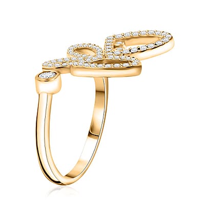 Lustro Stella Finest CZ Ring in 14K Yellow Gold Over Sterling Silver (Size 6.0)