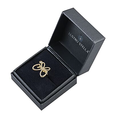 Lustro Stella Finest CZ Ring in 14K Yellow Gold Over Sterling Silver (Size 6.0)