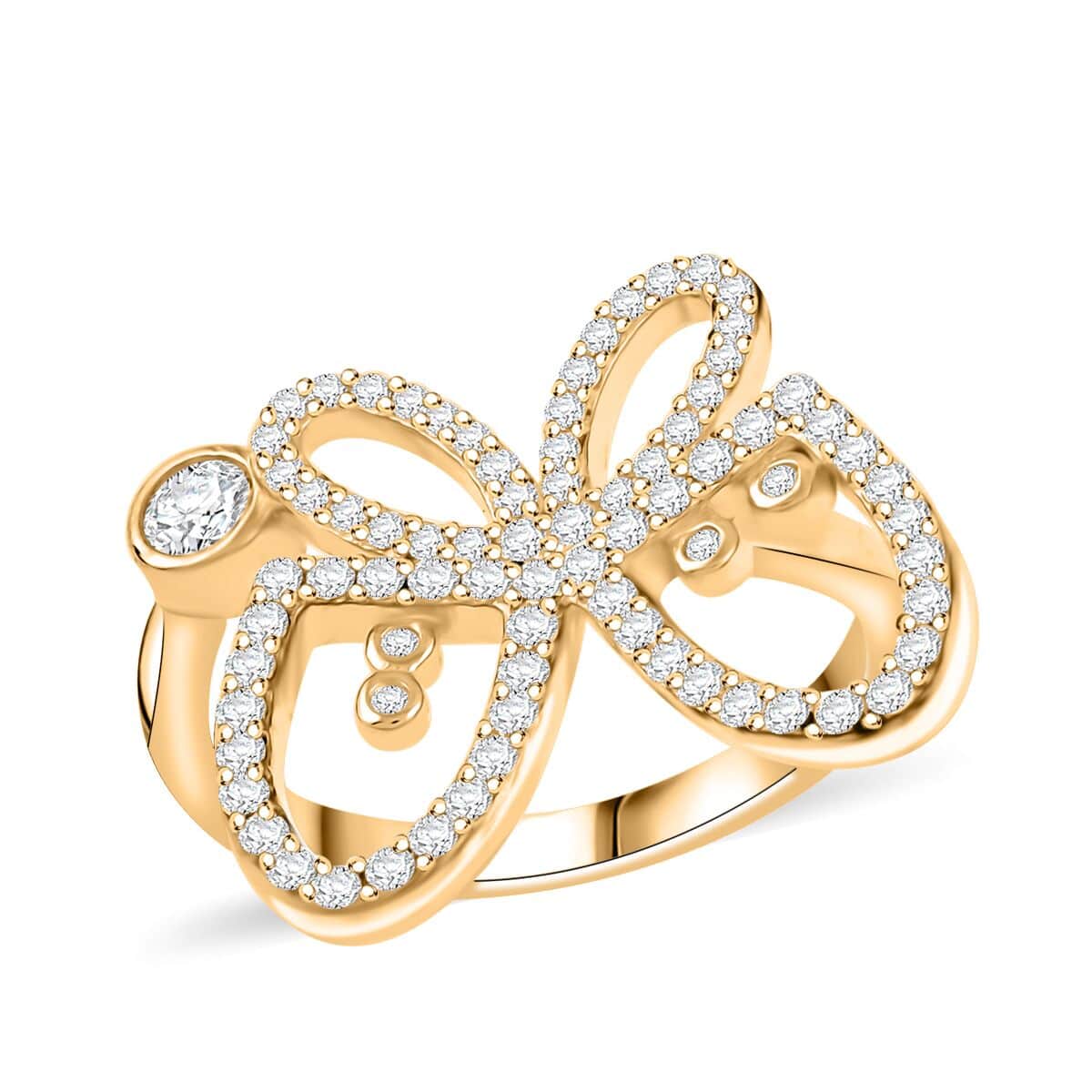 Lustro Stella Finest CZ Ring in 14K Yellow Gold Over Sterling Silver (Size 9.0) image number 0