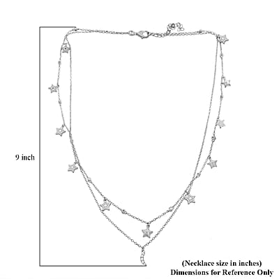 Lustro Stella Finest CZ Star Necklace in Rhodium Over Sterling Silver 18-20 Inches
