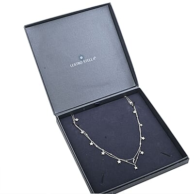 Lustro Stella Finest CZ Star Necklace in Rhodium Over Sterling Silver 18-20 Inches