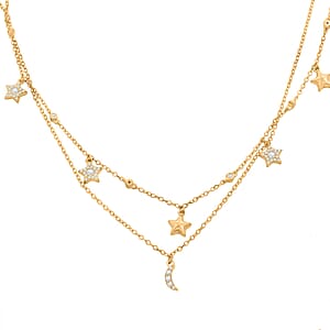 Lustro Stella Finest CZ Star Necklace in 14K Yellow Gold Over Sterling Silver 18-20 Inches
