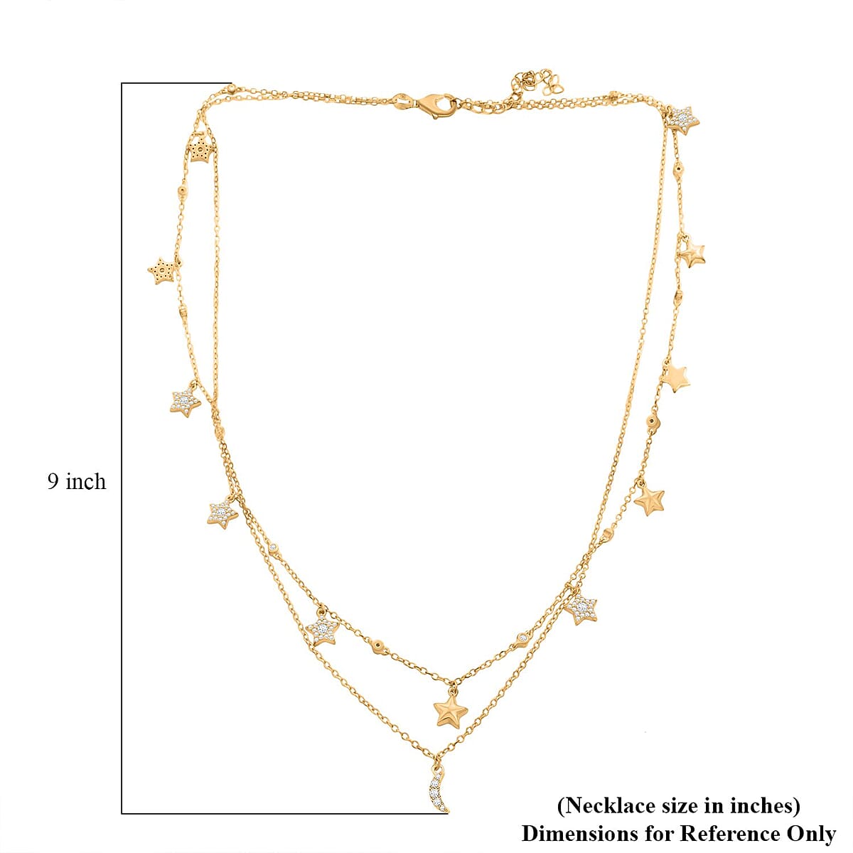 Lustro Stella Finest CZ Star Necklace in 14K Yellow Gold Over Sterling Silver 18-20 Inches image number 4