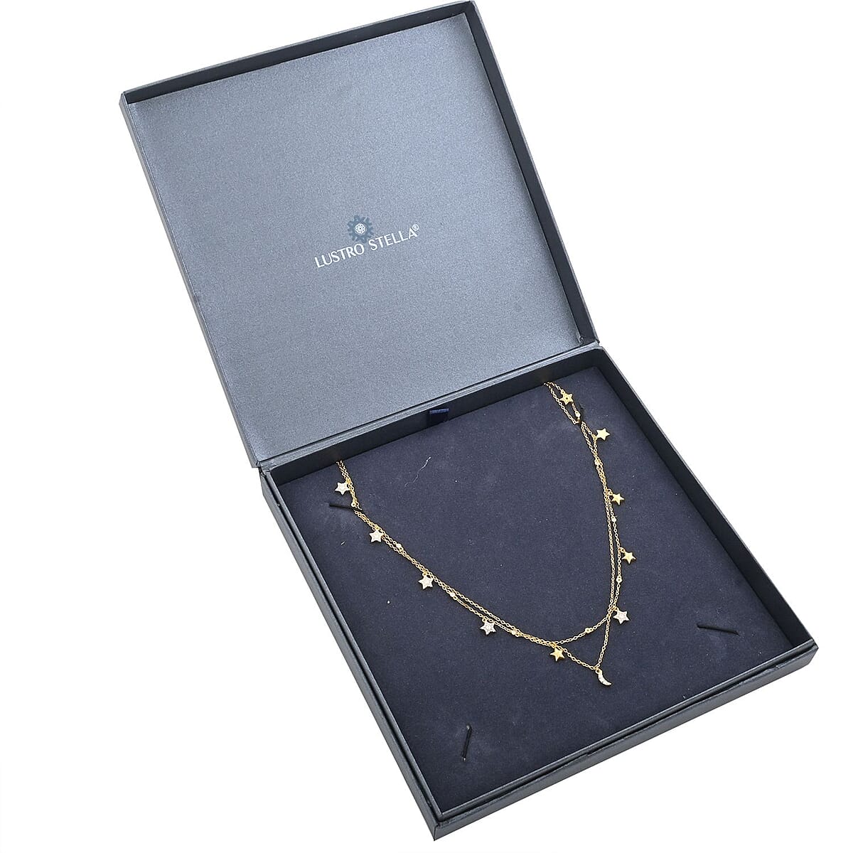 Lustro Stella Finest CZ Star Necklace in 14K Yellow Gold Over Sterling Silver 18-20 Inches image number 5